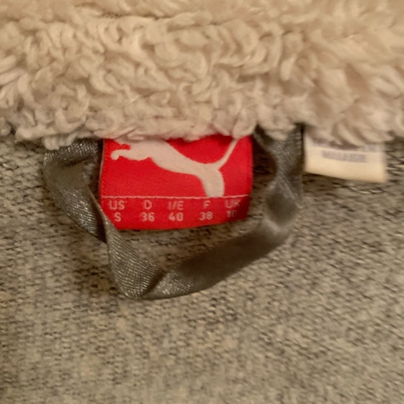 Puma - zip high-neck dark grey sweatshirt, fuzzy hood - size small - Picture 6 of 12